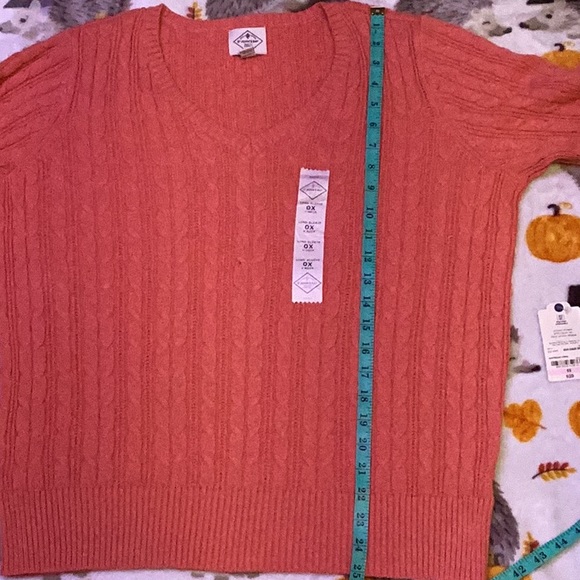 St John's Bay Australian Coral V Neck Pullover Sweater Long Sleeve Women Size 0X - Picture 9 of 11